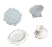 Moule de plateau en silicone avec bordure en dentelle, ensemble de moules décoratifs pour la fabrication de plateaux en résine et en plâtre, moule artisanal à bordure surélevée ornée pour décoration à
