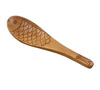 Moule de poisson japonais en bois Cuillère en Bois Texture Sculptée à la Main Scoop pour Soupe Riz Pagaie Cuisine Ustensiles Vaisselle Cuillère Japonaise