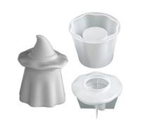 Moule De Pot De Bougie Fantôme - Resin Réutilisable Coulé Avec Couvercle Pour Fabrication De Bougies | Conteneur De Bonbons En Silicone, Organisateur De Bijoux, Pot De Rangement Pour Décorations D'Ha