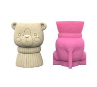 Moule de Pots de fleurs en forme d ' ours 3D, moules en résine époxy, porte-stylo, bougeoir, jardinière de ciment, moule en Silicone, décorations de maison, moule en résine