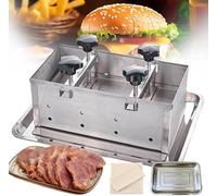 Moule de presse à viande en acier inoxydable, outil de pressage de viande de jambon de 5 kg avec dispositif de pressurisation à double vis, machine à viande de déjeuner, pour hamburgers farcis