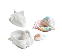 Moule de rangement avec couvercle, petite conque | Coque en silicone souple pour une utilisation en affichage, la fabrication de maison et les projets de conteneurs