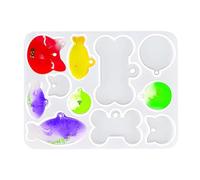 Moule de résine d'étiquette de chien - moules en silicone pour animaux de compagnie pour chiens et chats, préparation de bijoux artisanaux | Moule de fusion époxy pour os pour chiens, poissons, formes