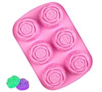 Moule de rose en silicone, moule de bloc de rose - moule de savon rose | Libération facile, 6 cavités dans le bac à blocs de glace