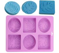 Moule de savon des feuilles d'arbre, feuilles de savon de feuilles de silicone | 6 Feuilles de cavité SOAP Faire du moule en silicone | Recangle et formes ovales, plateaux de pudding, fournitures de f