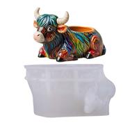 Moule de silicone de vache Highland, moule à bougies de figurine de vache 3D Highland, à mouler des bovins animaux, réutilisable et facile à nettoyer pour les bougies d'aromathérapie en plâtre