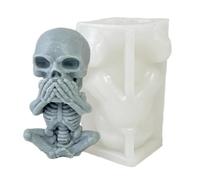Moule de silicone du crâne, moule du crâne | Écoutez Voir Speak No Evil Evil Decorative Figurine Making Tool - Décorations du festival Faire des formes, Moule de bougie artisanale pour Halloween