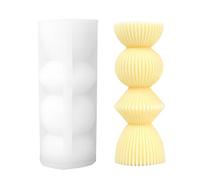 Moule de Silicone géométrique - 13,8 x 6 cm de Bougie de côtes de Cylindre, à cône élevé Classique, 3 D Moules de Bougie en Silicone à Colonne Vintage à Rayures | Coulage de résine époxy créativ