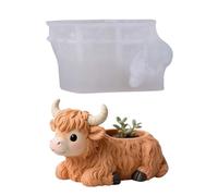 Moule de vache Highland - Moule d'ornement couché 3D pour une décoration mignonne, artisanat créatif avec conception de libération facile, à figurine animale pour l'école, la pelouse, Noël, j