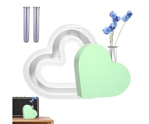Moule de vase en forme de cœur - En silicone - Vase en forme de cœur de qualité supérieure - Forme de station de multiplication - Vase flexible en résine avec 2 tubes - En forme de cœur - Station de