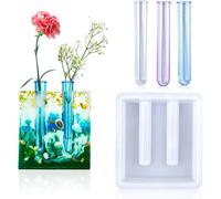 Moule De Vase En Résine, Rectangle Moule Silicone Station De Propagation Avec 3 Tube À Essai, Moulle Resine Epoxy Pour Plantes Hydroponique, Décoration Maison