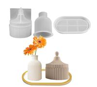 Moule de vase en silicone - Matrice de récipient en silicone flexible, coque ďe formation đe pot floral én époxy, motif d́e sculpture d̄e moulage créatif, cadre artisanal | Matériel fait à la main