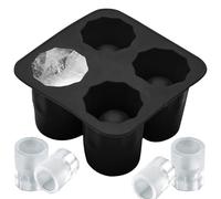 Moule de verre à coup de silicone, 4 cavités Moule de verre de glace à glace ronde, moule à tasse de chocolat antiadhésif réutilisable tient 1 oz chacun pour le whisky de cocktail de congélateur