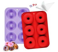 Moule Donuts 2Pcs - Moule A Donuts Silicone+15 Poche a Douille Patisserie - Moule Donuts Cake Factory - Moule Mini Donuts - Moule Silicone - Moules à Pâtisserie - Moule Gateau Silicone - Moule Donut