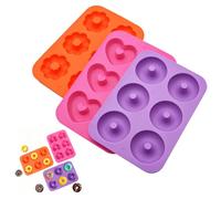 Moule Donuts Silicone 3 Pièces - Lot de Moules à Donuts, Gâteaux & Bagels - Formes Cœur, Rond, Fleur - Anti-Adhésif, BPA-Free, Facile à Démouler et Passe au Lave-Vaisselle - Idéal Pâtisserie DIY