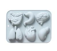 Moule d'organe en silicone - Moule d'ogane | Mule d'orgne | 6 Cavités Halloween Baking MO, cerveau, cœur, foie, intestin, poumon, estomac, moue à bonbons | Rud DIY Fondant Cake Chocolate Candy Pud