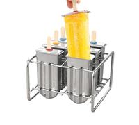 Moule en acier inoxydable - Moule réutilisable - Moule en 6 pièces en acier inoxydable avec 100 bâtonnets en bois, sur la cafetière avec support pour faire maison