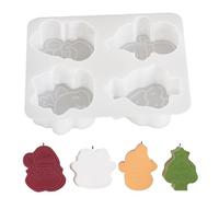 Moule en caoutchouc de Noël, moules en silicone de Noël, moules à bonbons fondants, 4 cavités, élan, Père Noël, arbre de Noël, moule facile à démouler pour gâteaux, cupcakes