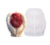 Moule en forme d'ailes d'ange, Outil de bougie flexible en silicone | 11,3 cm de large, Conception détaillée de fleur 3D, Ce pot d'arrosage lourd résistant à la chaleur de 168 g crée des ornements de