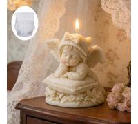 Moule en forme d'ange endormi rêveur, avec des détails délicats des ailes d'ange et une posture mignonne. Ce moule en silicone facile à démouler et réutilisable convient pour la fabrication de bougies