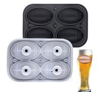Moule en forme de balle de football - 4 formes 3D - Moule en silicone pour boissons réfrigérées, pour chocolat, fondant, bar, cocktails, gâteaux, café, eau, balle, réfrigérateur, congélateur