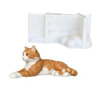 Moule en forme de chat couché pour la fabrication de bougies et de savons, moule de moulage en silicone pour projets de plâtre en résine et d ' époxy avec cavité intérieure lisse