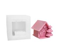 Moule en forme de maison de Noël, moule en silicone pour petite maison | Moule de fabrication de bougies,Moule en résine de Silicone avec arbre de noël, moules de moulage en résine époxy, moule en Sil