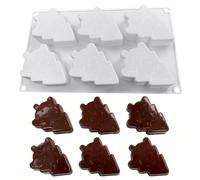 Moule en forme de sapin de Noël - Outil de cuisson en silicone à 6 cavités, moules à cupcakes festifs | pour décoration de cupcakes, mousse, chocolat, biscuits, bonbons, bougies, fondants, cuisine