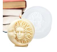Moule en forme de visage de soleil - 11,2 x 11,8 cm - Moule à bougie double soleil/lune - Outil de moulage en silicone résistant à la chaleur - Fabrication de bougies DIY pour bougies faites maison