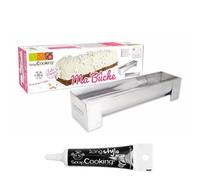 Moule en inox pour bûche de Noël + Stylo de glaçage noir Scrapcooking