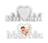 Moule en résine de mariage - Moule en silicone Mr & Mrs Outil de bricolage en forme de cœur | Fournitures de décoration de gâteau à faire soi-même pour table de mariage, fête de la Saint-Valentin