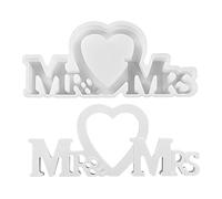 Moule En Résine De Mariage Mr And Mrs - Forme De Moulage En Silicone Flexible, Modèle De Lettre De Couple Romantique, Moule Époxy En Forme De Cœur, Accessoire De Fabrication De Décoration Fait À La Ma