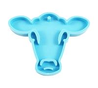 Moule en résine de silice fait à la main en forme d'animal brillant pour décoration de chaîne, porte-clés en forme de tête de vache
