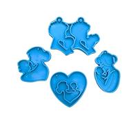 Moule en résine de silicone pour parents et enfants - Porte-clés - Pendentif en cristal de silicone époxy - Moules de moulage de bijoux en résine époxy - Fleurs