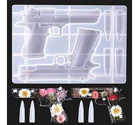 Moule en résine époxy en forme de pistolet, coque de pistolet, moule en silicone 3D pour décoration de gâteaux, bonbons, desserts, chocolat (blanc)