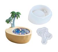 Moule en résine époxy - Moule en silicone en forme d'île pour résine époxy, bougeoir anti-adhésif et bol à bijoux, moule à démoulage facile pour décoration d'intérieur