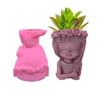 Moule en résine époxy pour pot de fleurs en forme de couronne de fille, moule en résine de silicone, grand rectangle