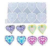 Moule en résine flexible en forme de cœur en silicone pour créateurs de bijoux et artistes