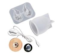 Moule en résine légère en forme d'œuf de dragon 3D, ensemble de moules en silicone avec base lumineuse en bois pour lampe de table, décoration d'intérieur, moules en résine d'œuf de dragon en silicone