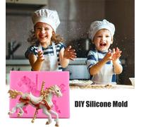 Moule en Silicone 3D Carousel Horse Chocolate Mold Non Stick Fondant Mold for Decorating Cakes Chocolate Baking Kitchen