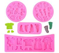 Moule en Silicone 3D Coupe Bébé Mini Douche - Vêtements Sugarcraft Fondant pour Fabrication de Sucre DIY Glaçons Savon Décoration de Cuisson (4 Pièces)