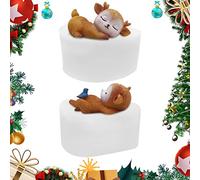 Moule en Silicone 3D de Noël, 2 pcs Cerf de Noël Bougie Bonbons Chocolat Savon Moules pour Noël Gâteau Fait Main Bonbons Bougie Glaçon Bricolage Décoration D'ornement de Noël