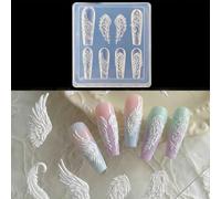 Moule en silicone 3D en forme d'ailes d'ange pour nail art, moule à breloques en forme d'aile de plume pour gel UV, résine acrylique, moule de décoration réutilisable pour nail art