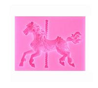 Moule en silicone 3D en forme de carrousel Cheval, moule à glaçons, bac à glaçons, moule à fondant, moule pour décoration de gâteaux, chocolat, bonbons, gelée, cuisine, etc.