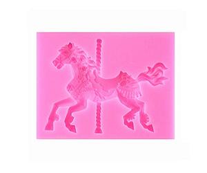 Moule en silicone 3D en forme de carrousel Cheval, moule à glaçons, bac à glaçons, moule à fondant, moule pour décoration de gâteaux, chocolat, bonbons, gelée, cuisine, etc.