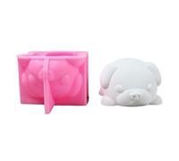 Moule en silicone 3D en forme de chien avec texture tricotée détaillée | Forme de chiot reposant avec motif texturé tricoté, cavité flexible qui aide à libérer la pièce formée
