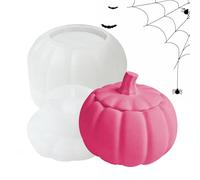 Moule en silicone 3D en forme de citrouille - Pour Halloween - Avec couvercle - Moule en silicone pour béton - Moule en silicone pour boîte à bijoux, bougeoir, travaux manuels, idée de décoration