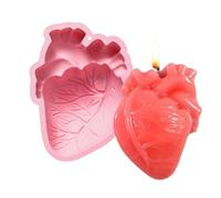 Moule en silicone 3D en forme de cœur en forme de cerveau humain | 4 cavités faites à la main pour résine époxy, fournitures de fête d'Halloween, outil de fabrication artisanale pour savon, argile