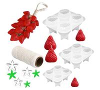 Moule en silicone 3D en forme de fraise - Moule à savon et bougie parfumée - Moules à dessert - Pour décorations et ornements en plâtre DIY, travaux manuels en résine, glaçons, maison, appartement et