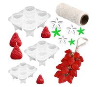 Moule en silicone 3D en forme de fraise pour savon et bougie parfumée